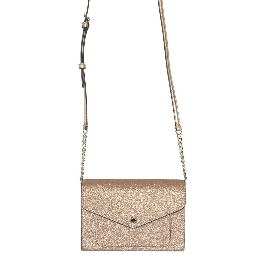 KATE SPADE NWOT Crossbody Tinsel Rose Gold glitter envelope mini bag
